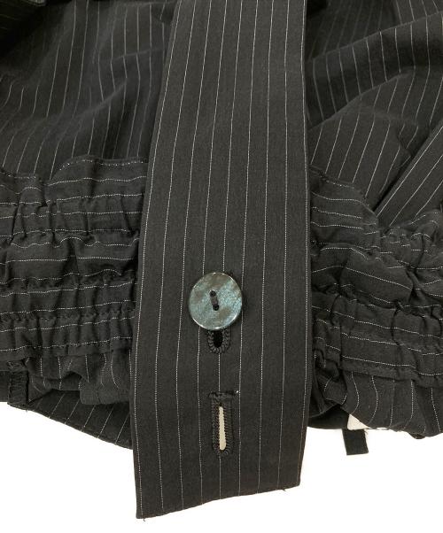 ENFOLD（エンフォルド）ENFOLD (エンフォルド) ストレッチストライプ ハイウエストワイドサロペット ブラック サイズ:36の古着・服飾アイテム