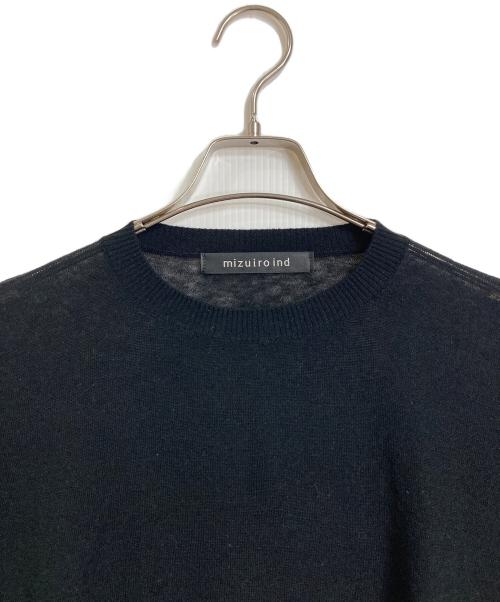 mizuiro-ind（ミズイロインド）mizuiro-ind (ミズイロインド) SHEER WIDE TUNIC  シアーワイドチュニック　シアーニット　薄手ニット ブラック サイズ:実寸参照の古着・服飾アイテム