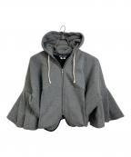 JUNYA WATANABE COMME des GARCONS(ジュンヤワタナベ コムデギャルソン）の古着「変形ボリュームフーディー　デザインパーカー　フーディ　ジップパーカー　日本製　23AW」｜グレー