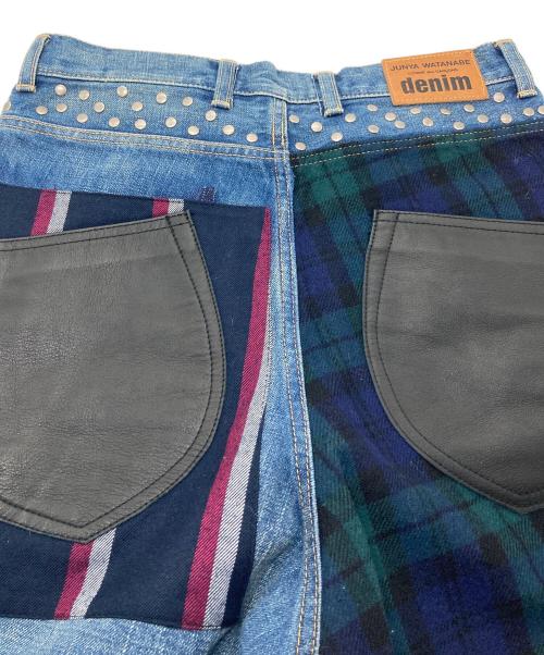 JUNYA WATANABE COMME des GARCONS（(ジュンヤワタナベ コムデギャルソン）JUNYA WATANABE COMME des GARCONS ((ジュンヤワタナベ コムデギャルソン) ランダムパッチワークデニムパンツ　デザインパンツ　デニムパンツ　日本製 インディゴ サイズ:XSの古着・服飾アイテム