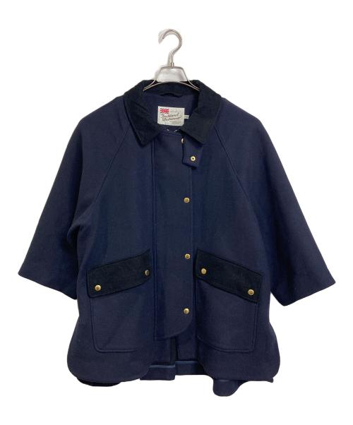 Traditional Weatherwear（トラディショナルウェザーウェア）Traditional Weatherwear (トラディショナルウェザーウェア) 圧縮メルトンダブルフェイスミドルAラインコート　LOTHIAN ロシアン　アウター ネイビー サイズ:34（実寸参照）の古着・服飾アイテム