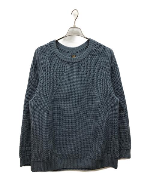 BATONER（バトナ―）BATONER (バトナ―) SIGNATURE クルーネックプルオーバーニット ブルー サイズ:3の古着・服飾アイテム