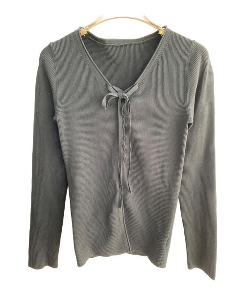 Noble（ノーブル）Noble (ノーブル) レースアップリブニット ブラック サイズ:FREEの古着・服飾アイテム