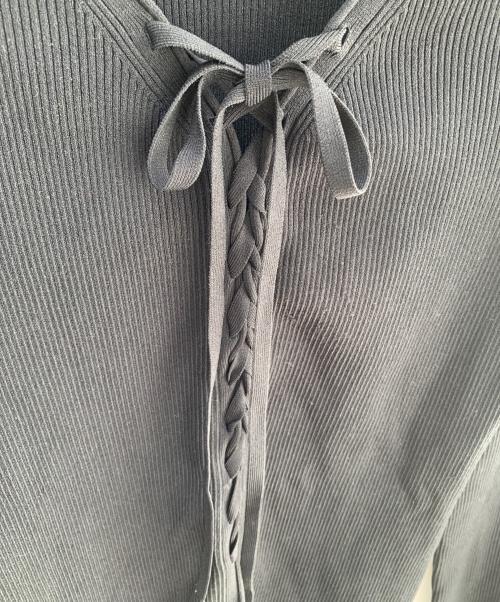 Noble（ノーブル）Noble (ノーブル) レースアップリブニット ブラック サイズ:FREEの古着・服飾アイテム