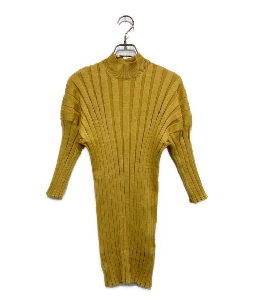 MAISON EUREKA（メゾンエウレカ）MAISON EUREKA (メゾンエウレカ) STRIPE RIB MOCK NECK イエロー サイズ:FREEの古着・服飾アイテム