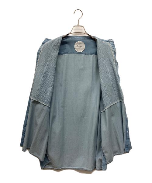 pheeta（フィータ）pheeta (フィータ) バンドカラーシャツ ブルー サイズ:2の古着・服飾アイテム