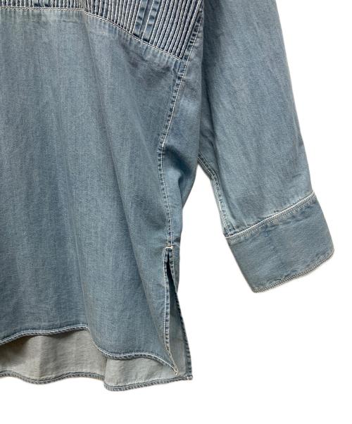 pheeta（フィータ）pheeta (フィータ) バンドカラーシャツ ブルー サイズ:2の古着・服飾アイテム