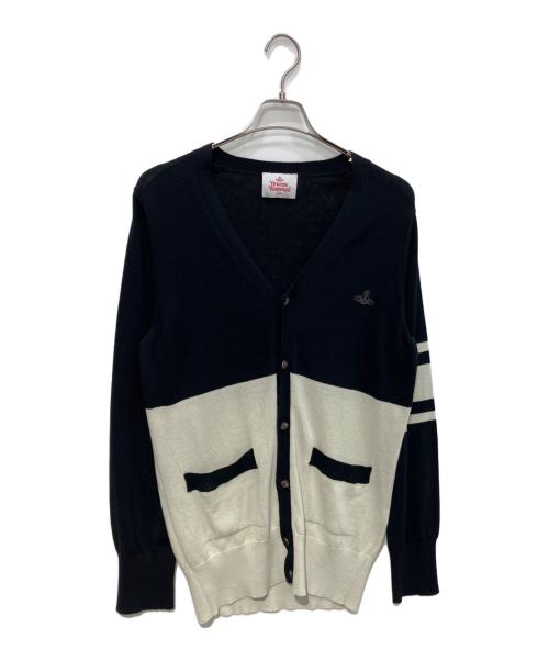 Vivienne Westwood man（ヴィヴィアン ウェストウッド マン）Vivienne Westwood man (ヴィヴィアン ウェストウッド マン) オーブ刺繍ツートーンカーディガン ブラック サイズ:44の古着・服飾アイテム