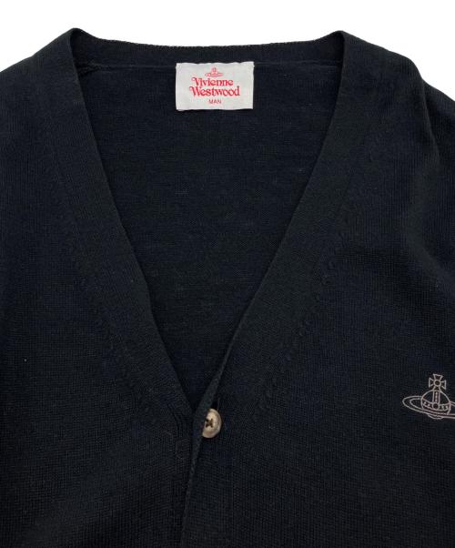 Vivienne Westwood man（ヴィヴィアン ウェストウッド マン）Vivienne Westwood man (ヴィヴィアン ウェストウッド マン) オーブ刺繍ツートーンカーディガン ブラック サイズ:44の古着・服飾アイテム
