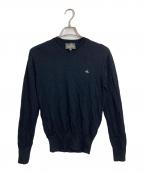 Vivienne Westwood manヴィヴィアン ウェストウッド マン）の古着「オーブ刺繍クルーネックニット　長袖ニット　ウールニット　日本製」｜ブラック