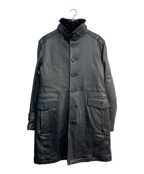 BURBERRY BLACK LABEL（バーバリーブラックレーベル）BURBERRY BLACK LABEL (バーバリーブラックレーベル) レザーコート ブラック サイズ:Lの古着・服飾アイテム
