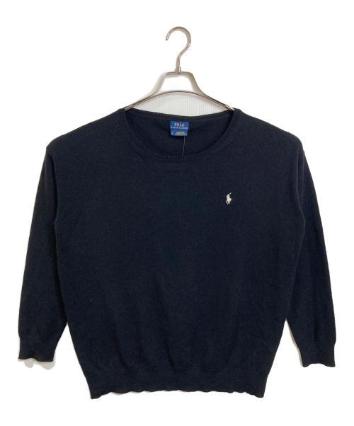 POLO RALPH LAUREN（ポロ・ラルフローレン）POLO RALPH LAUREN (ポロ・ラルフローレン) クルーネックニット　長袖ニット　ウールニット　ポニー刺繍 ブラック サイズ:Lの古着・服飾アイテム