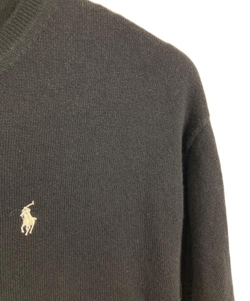 POLO RALPH LAUREN（ポロ・ラルフローレン）POLO RALPH LAUREN (ポロ・ラルフローレン) クルーネックニット　長袖ニット　ウールニット　ポニー刺繍 ブラック サイズ:Lの古着・服飾アイテム