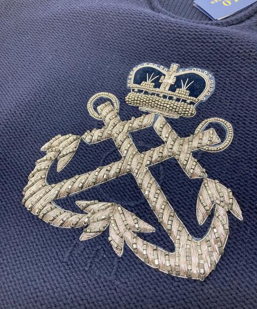 POLO RALPH LAUREN（ポロ・ラルフローレン）POLO RALPH LAUREN (ポロ・ラルフローレン) ブリオンロールネックニット　ウールニット　ビーズ刺繍ニット ネイビー サイズ:XL 未使用品の古着・服飾アイテム