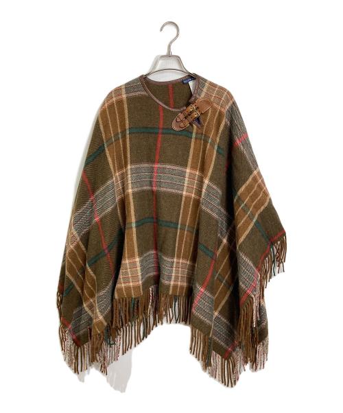 RALPH LAUREN（ラルフローレン）RALPH LAUREN (ラルフローレン) ウールアルパカチェックポンチョ　 ブラウン サイズ:FREE 未使用品の古着・服飾アイテム