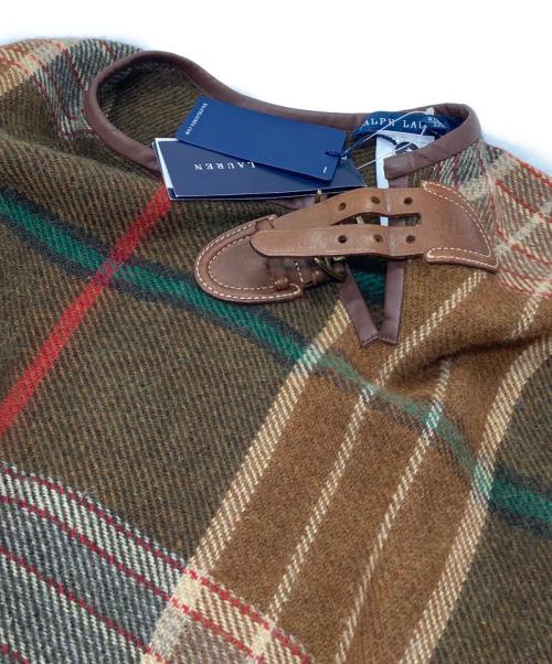 RALPH LAUREN（ラルフローレン）RALPH LAUREN (ラルフローレン) ウールアルパカチェックポンチョ　 ブラウン サイズ:FREE 未使用品の古着・服飾アイテム