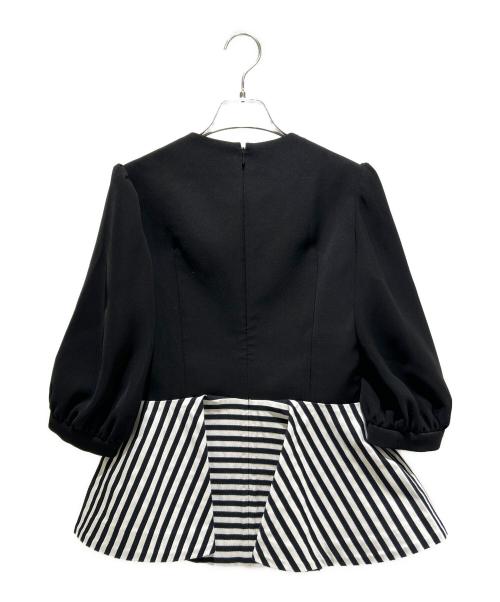 BORDERS at BALCONY（ボーダーズアットバルコニー）BORDERS at BALCONY (ボーダーズアットバルコニー) BORDER PUPLUM TWILL BLOUSE/ボーダー ペプラム ツイル ブラウス/BD2311-3C-02 ブラック×ホワイト サイズ:36の古着・服飾アイテム