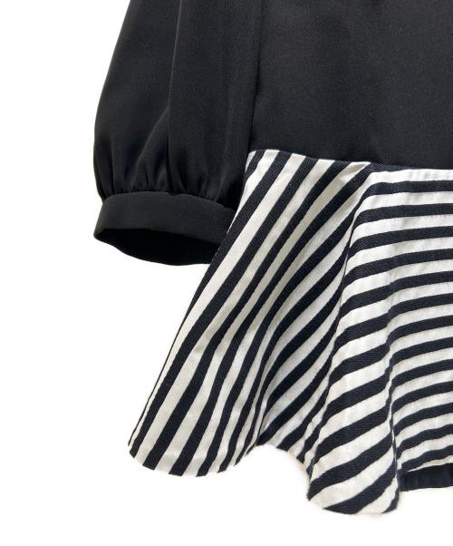 BORDERS at BALCONY（ボーダーズアットバルコニー）BORDERS at BALCONY (ボーダーズアットバルコニー) BORDER PUPLUM TWILL BLOUSE/ボーダー ペプラム ツイル ブラウス/BD2311-3C-02 ブラック×ホワイト サイズ:36の古着・服飾アイテム
