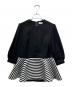 BORDERS at BALCONY（ボーダーズアットバルコニー）の古着「BORDER PUPLUM TWILL BLOUSE/ボーダー ペプラム ツイル ブラウス/BD2311-3C-02」｜ブラック×ホワイト