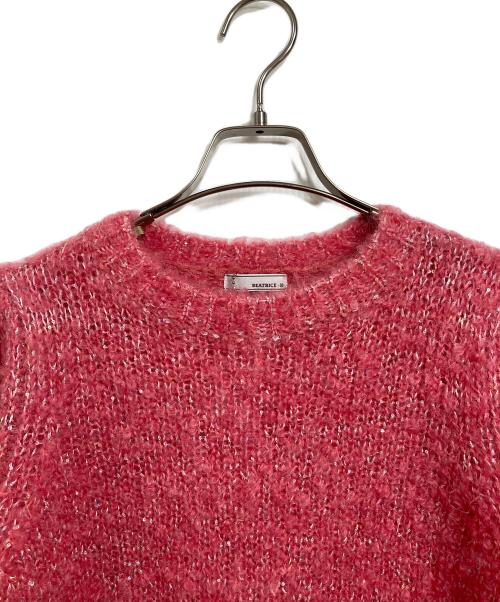 BEATRICE（ベアトリス）BEATRICE (ベアトリス) スパンコールブークレーニット　半袖ニット　モヘヤ混ニット ピンク サイズ:38の古着・服飾アイテム