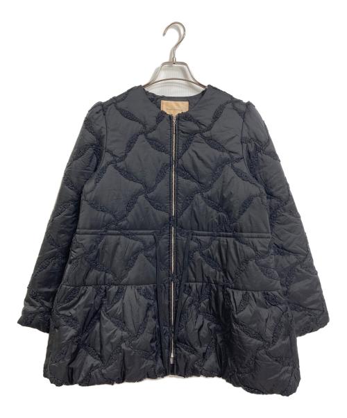 Maglie le cassetto（マーリエ ル カセット）Maglie le cassetto (マーリエ ル カセット) ループ刺繍キルティングブルゾン　中綿ジャケット　アウター ブラック サイズ:9の古着・服飾アイテム