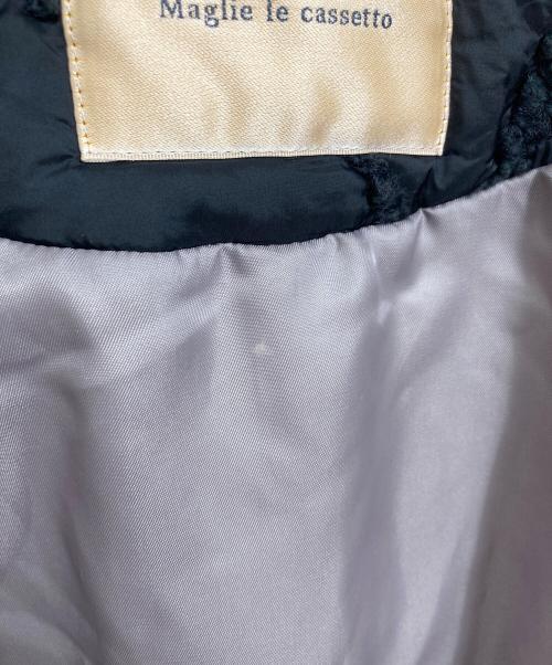 Maglie le cassetto（マーリエ ル カセット）Maglie le cassetto (マーリエ ル カセット) ループ刺繍キルティングブルゾン　中綿ジャケット　アウター ブラック サイズ:9の古着・服飾アイテム