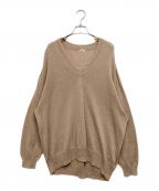 BRILLブリル）の古着「リネンコットンVネックニット」｜ベージュ