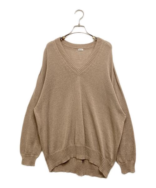 BRILL（ブリル）BRILL (ブリル) リネンコットンVネックニット ベージュ サイズ:Fの古着・服飾アイテム