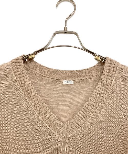 BRILL（ブリル）BRILL (ブリル) リネンコットンVネックニット ベージュ サイズ:Fの古着・服飾アイテム
