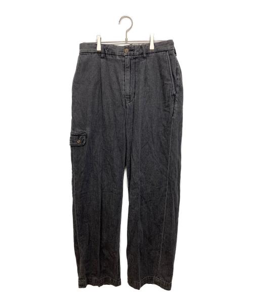 PWA（プア）PWA (プア) Linen Mix Denim Trousers ブラック サイズ:Lの古着・服飾アイテム