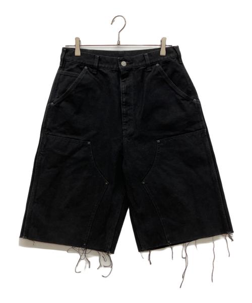 MIYAGIHIDETAKA（ミヤギヒデタカ）MIYAGIHIDETAKA (ミヤギヒデタカ) ヴィンテージ加工ダブルニーショーツ　デニムパンツ ブラック サイズ:Ｍの古着・服飾アイテム