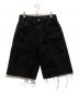 MIYAGIHIDETAKA（ミヤギヒデタカ）の古着「ヴィンテージ加工ダブルニーショーツ　デニムパンツ」｜ブラック