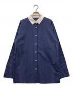 CITYSHOPシティショップ）の古着「SUPIMA COTTON クレリック ストライプ長袖シャツ」｜ネイビー