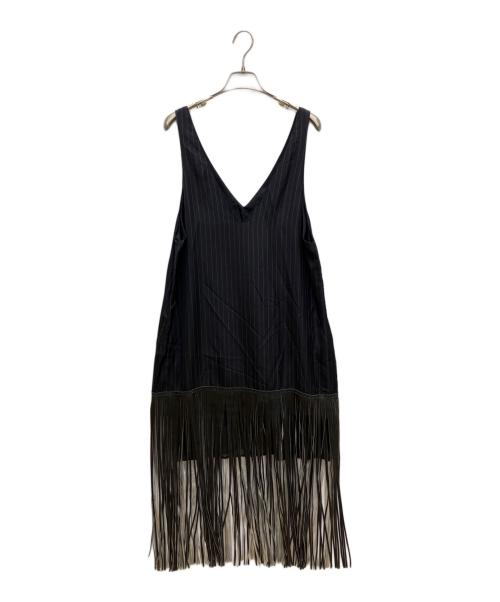 PONTI（ポンティ）PONTI (ポンティ) Cupra Striped/ Recycle PE Fringe Dress　フリンジドレス ネイビー サイズ:1の古着・服飾アイテム
