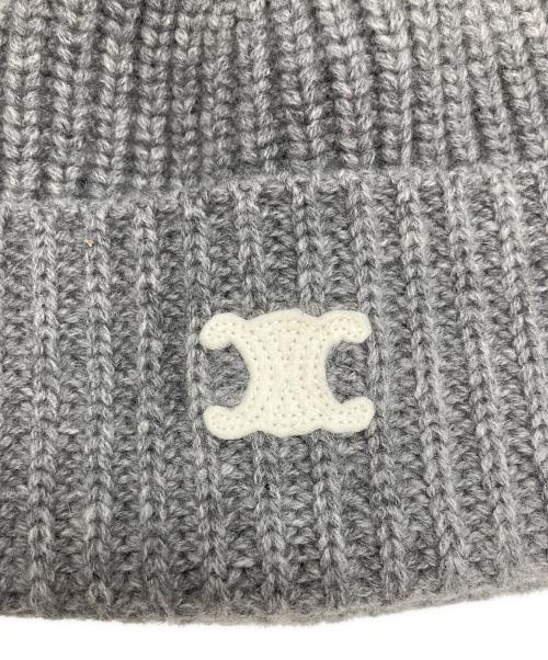 CELINE（セリーヌ）CELINE (セリーヌ) トリオンフ カシミヤ ニットキャップ グレー サイズ:表記なしの古着・服飾アイテム