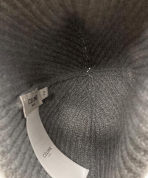 CELINE（セリーヌ）CELINE (セリーヌ) トリオンフ カシミヤ ニットキャップ グレー サイズ:表記なしの古着・服飾アイテム