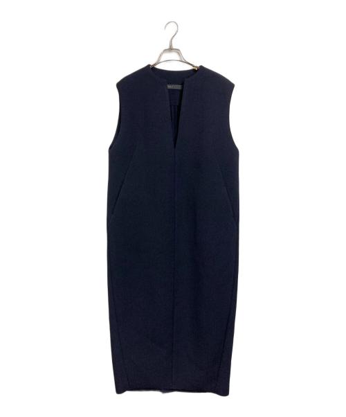 Noble（ノーブル）Noble (ノーブル) スポンジボンディングワンピース　レーヨン混ワンピース ネイビー サイズ:38の古着・服飾アイテム