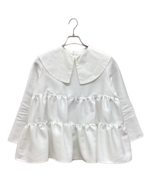 OHGA（オオガ）OHGA (オオガ) ビッグカラーフリルブラウス ホワイト サイズ:Ｍの古着・服飾アイテム