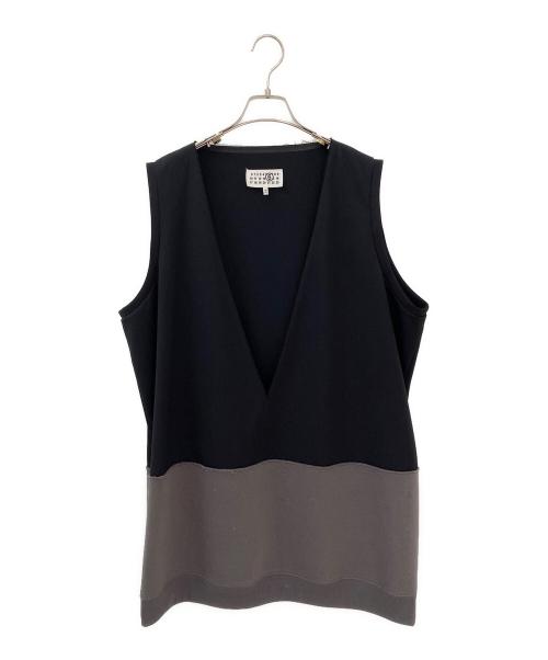 MM6 Maison Margiela（エムエムシックスメゾンマルジェラ）MM6 Maison Margiela (エムエムシックスメゾンマルジェラ) ウールVネックミニワンピース グレー サイズ:Sの古着・服飾アイテム