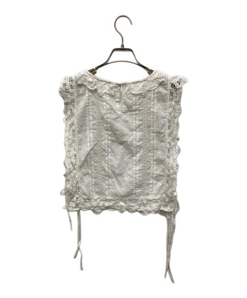 sara mallika（サラマリカ）sara mallika (サラマリカ) Cotton Batten Lace Ribbon Top ホワイト サイズ:FREEの古着・服飾アイテム