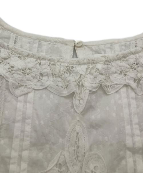 sara mallika（サラマリカ）sara mallika (サラマリカ) Cotton Batten Lace Ribbon Top ホワイト サイズ:FREEの古着・服飾アイテム