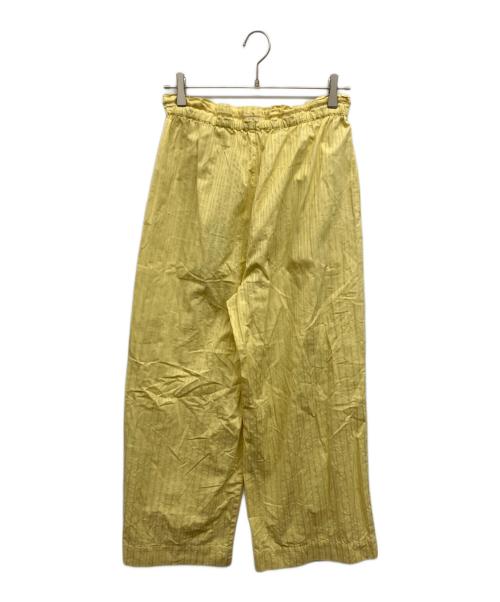 sara mallika（サラマリカ）sara mallika (サラマリカ) Cotton Stripe Jaquard Ladder Lace Pants　コットン ストライプ ジャカード ラダー レース パンツ イエロー サイズ:Mの古着・服飾アイテム