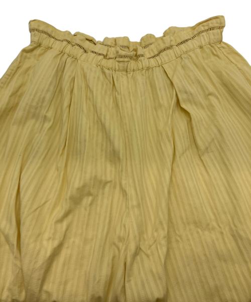 sara mallika（サラマリカ）sara mallika (サラマリカ) Cotton Stripe Jaquard Ladder Lace Pants　コットン ストライプ ジャカード ラダー レース パンツ イエロー サイズ:Mの古着・服飾アイテム
