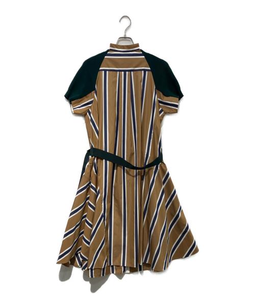 sacai（サカイ）sacai (サカイ) ニットドッキングストライプシャツワンピース　20-05036 グリーン サイズ:1の古着・服飾アイテム