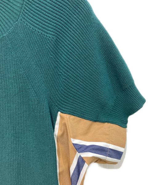 sacai（サカイ）sacai (サカイ) ニットドッキングストライプシャツワンピース　20-05036 グリーン サイズ:1の古着・服飾アイテム
