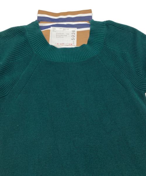 sacai（サカイ）sacai (サカイ) ニットドッキングストライプシャツワンピース　20-05036 グリーン サイズ:1の古着・服飾アイテム