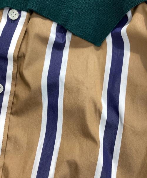 sacai（サカイ）sacai (サカイ) ニットドッキングストライプシャツワンピース　20-05036 グリーン サイズ:1の古着・服飾アイテム