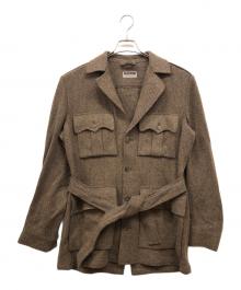 stile latino（スティレラティーノ）の古着「ウール コットン ヘリンボーン サファリジャケット」｜ブラウン