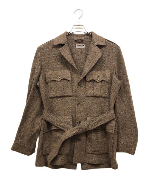 stile latino（スティレラティーノ）stile latino (スティレラティーノ) ウール コットン ヘリンボーン サファリジャケット ブラウン サイズ:48の古着・服飾アイテム