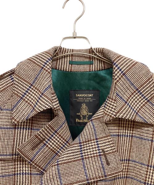Paul Stuart（ポールスチュアート）Paul Stuart (ポールスチュアート) SANYOCOAT (サンヨーコート) ブリティッシュツイード ダブルトレンチコート ブラウン×ブルー サイズ:Ｌの古着・服飾アイテム